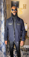 Load image into Gallery viewer, 'High End' Leather Navy Jacket