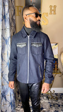 Load image into Gallery viewer, 'High End' Leather Navy Jacket