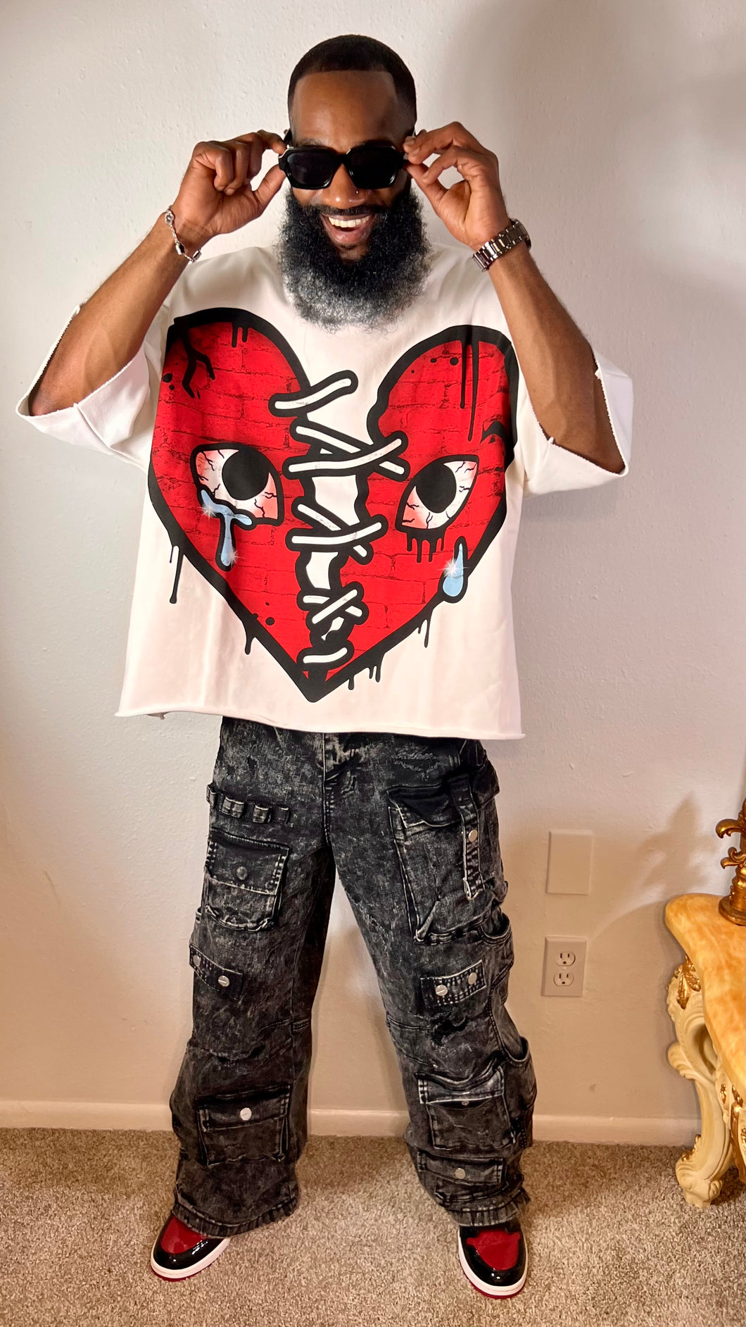Crying Hearts Cropped Shirt