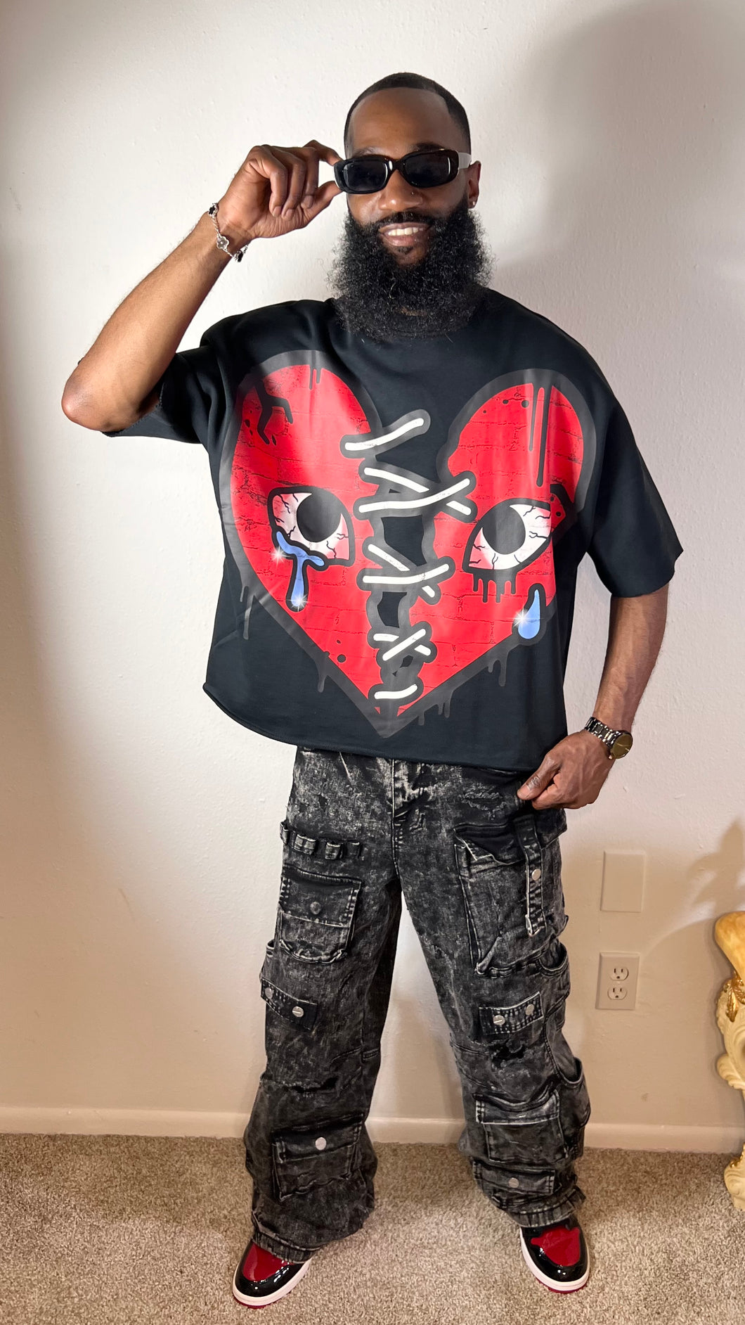 Crying Heart Cropped Shirt