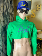 Load image into Gallery viewer, Mardi Gras Crop Top Hoodie GREEN
